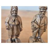 Lot of (2) Vintage Folk Art theme Hand Carved Wooden by Thibault (French Canadian Artist)