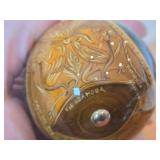 Russian Fedoskino theme Handpainted Lacquer Egg Figurine with Stand