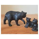 Figurines - (3) Ceramic Black Bears (Mom and cubs), (1) Resin Black Bear