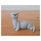 Lot of (2) Figurines - Hand Carved Dark Wood Dolphin Figurine (possible Rosewood) 3-1/2", Quarry Critters Opie Otter Figurine by Second Nature Design made of faux stone/resin