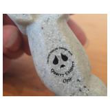 Lot of (2) Figurines - Hand Carved Dark Wood Dolphin Figurine (possible Rosewood) 3-1/2", Quarry Critters Opie Otter Figurine by Second Nature Design made of faux stone/resin