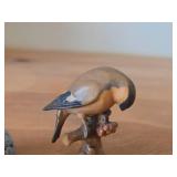 Lot of (2) Figurines - Anri Handcarved Handpainted Wood Bird (Italy) 2-1/2", Kesa Danish Design Blue Bird Figurine 2-1/2" long