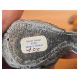 Lot of (2) Figurines - Anri Handcarved Handpainted Wood Bird (Italy) 2-1/2", Kesa Danish Design Blue Bird Figurine 2-1/2" long