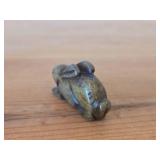 Lot of (2) Vintage Figurines - Wolf Original Floating Otter Figurine Black Soapstone (Canada) 4" long, Japanese Netsuka Miniature Rabbit Figurine 2" long