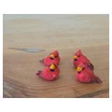 (4) Red Cardinal Figurines 1", (1) Mini Bird Figurine 2" long