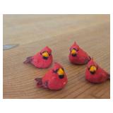 (4) Red Cardinal Figurines 1", (1) Mini Bird Figurine 2" long