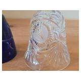 Lot of (2) Vintage Bells - Mageret Cobalt Blue Hand Cut Lead Crystal from West Germany Cold War Era 5-1/2", Cut Crystal from 1970-1980