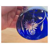 Lot of (2) Vintage Bells - Mageret Cobalt Blue Hand Cut Lead Crystal from West Germany Cold War Era 5-1/2", Cut Crystal from 1970-1980