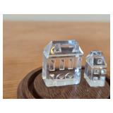Lot of (2) Retired Swarovksi Crystal City Collection Enclosed in Plastic Dome with Wood Base