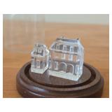 Lot of (2) Retired Swarovksi Crystal City Collection Enclosed in Plastic Dome with Wood Base