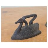 Vintage Cast Iron Miniature Sad Swan 3"x2", Etched Brass Bell from 1950