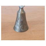 Vintage Cast Iron Miniature Sad Swan 3"x2", Etched Brass Bell from 1950