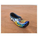 Lot of (2) Miniature Handpainted Clog From Gouda Pottery (Holland) 4-1/2" long, Pair of Miniature Dutch Wooden Shoes Klompen 3" long