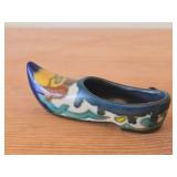 Lot of (2) Miniature Handpainted Clog From Gouda Pottery (Holland) 4-1/2" long, Pair of Miniature Dutch Wooden Shoes Klompen 3" long