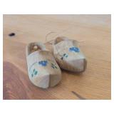 Lot of (2) Miniature Handpainted Clog From Gouda Pottery (Holland) 4-1/2" long, Pair of Miniature Dutch Wooden Shoes Klompen 3" long