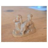 Lot of (2) Hand Carved Nativity Animals - Cow 4" long and Sheep 2" long
