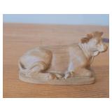 Lot of (2) Hand Carved Nativity Animals - Cow 4" long and Sheep 2" long