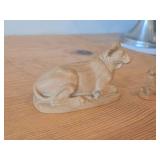 Lot of (2) Hand Carved Nativity Animals - Cow 4" long and Sheep 2" long