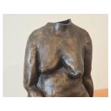 Bronze Sculpture of Nude Woman Seated on a Wood Stump