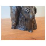 Bronze Sculpture of Nude Woman Seated on a Wood Stump