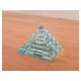 Tiered Gree Glass / Crystal Pyramid Sculpture Paperweight