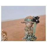 Lot of (2) Handcrafted Straw Figurines - Ram and Woman - Asian Style Folk Art