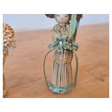 Lot of (2) Handcrafted Straw Figurines - Ram and Woman - Asian Style Folk Art