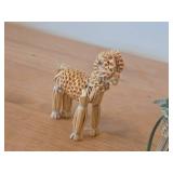 Lot of (2) Handcrafted Straw Figurines - Ram and Woman - Asian Style Folk Art