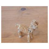 Lot of (2) Handcrafted Straw Figurines - Ram and Woman - Asian Style Folk Art