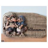 Vintage Scandinavian Troll theme Welkommen Wall Plaque by Paul Bonner© Bebe® (Norway)