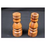 Marble Candlesticks & Turned Wood Pepper Mills - Set of 4