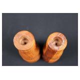 Marble Candlesticks & Turned Wood Pepper Mills - Set of 4