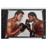 Ring Legends Mohammad Ali and Joe Frazier Autographed Boxing Photo Plaque