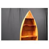 Boat-Shaped Wooden Display Shelf with Interior Shelves