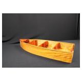 Boat-Shaped Wooden Display Shelf with Interior Shelves