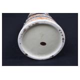 Beer Stein - Japanese Ceramic with Ornate Relief Pattern and Navy Blue Bands