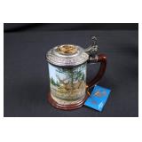 Collectible Tankards with Pewter Lids - Morning Retreat, 10-Point Buck Collector Tankard & 2 German Handcrafted Steins (Lot of 4)
