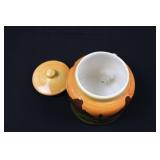 Hand-Painted Ceramic Spigot Jar with Lid - Tropical Village Scene