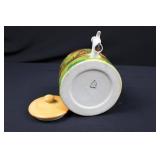 Hand-Painted Ceramic Spigot Jar with Lid - Tropical Village Scene