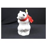 Coca-Cola Polar Bear Cookie Jar with Cub Lid - White Ceramic, Red Scarf