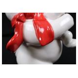 Coca-Cola Polar Bear Cookie Jar with Cub Lid - White Ceramic, Red Scarf