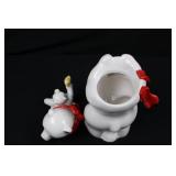 Coca-Cola Polar Bear Cookie Jar with Cub Lid - White Ceramic, Red Scarf