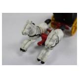 Cast Iron Horse-Drawn Carriage Toy with Driver and Two White Horses