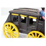 Cast Iron Horse-Drawn Carriage Toy with Driver and Two White Horses