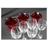 Crystal Wine Glasses - Red Bowls with Twisted Stems