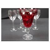 Crystal Wine Glasses - Red Bowls with Twisted Stems