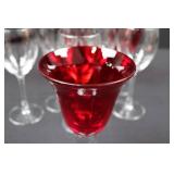 Crystal Wine Glasses - Red Bowls with Twisted Stems