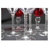Crystal Wine Glasses - Red Bowls with Twisted Stems