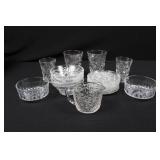 Starburst Crystal Cut-Glass Set - Assorted Glassware with Lidded Dish