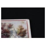 Set of 4 Scenic Ceramic Tile Coasters - Bridge & Church Garden Print